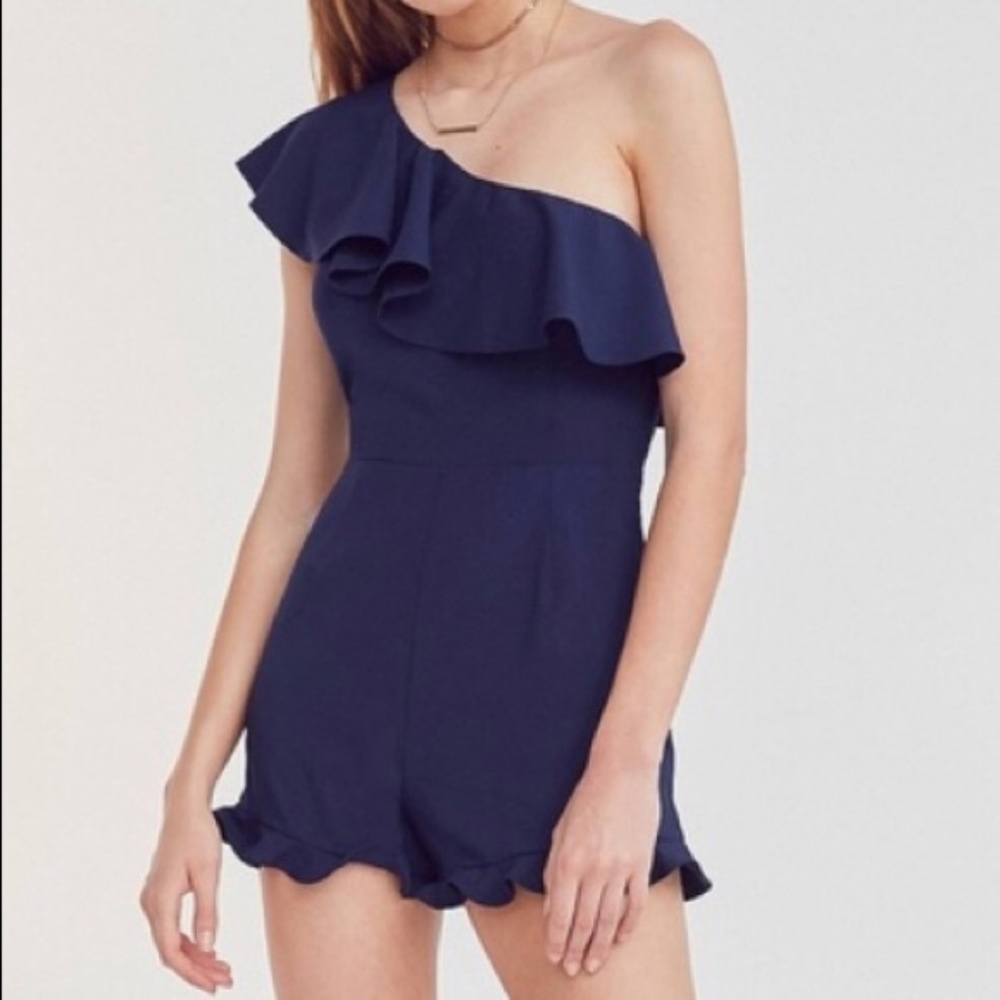 🎈J. by JOA Ruffle Blue Romper, Size Medium